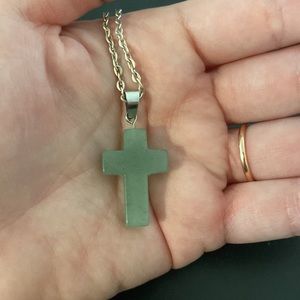 Jade Cross Pendant on 18" Chain